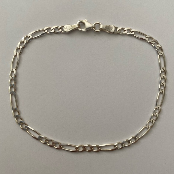 925 Silver 3mm figaro bracelet  8.25 inches chain Unisex - Picture 4 of 4